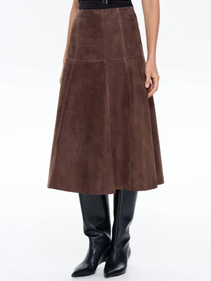 Замшевая юбка 17з, cветло-коричневая, размер 42, артикул 86060-4