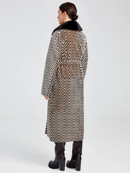 Зимний комплект женский: Дубленка 2003 + Брюки 02, бежевый/черный, р. 46, арт. 111247-2