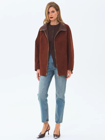 Женская замшевая куртка премиум класса 3090з, табачная, размер 46, артикул 24380-1