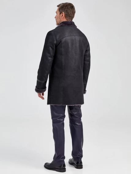 Зимний комплект мужской: Дубленка Леон + Брюки 01, черный/синий, р. 48, артикул 140350-2