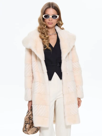 Бежевая женская норковая шуба BRASCHI EGM 012, размер 42, артикул 34400-3