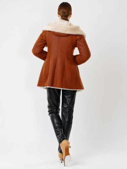 Зимний комплект женский: Дубленка 200 + Брюки 03, табачный/черный, р. 44, арт. 111377-2