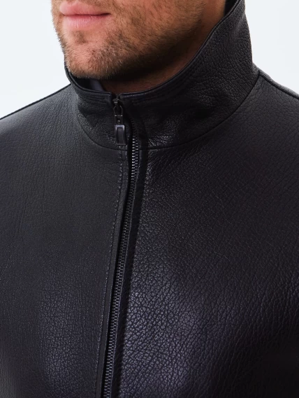 Короткая мужская кожаная куртка 2010-9, черная, размер 46, артикул 29250-3
