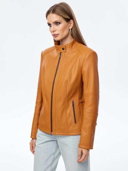 Кожаная женская куртка премиум класса 3044, песочная, размер 48, артикул 24280-5