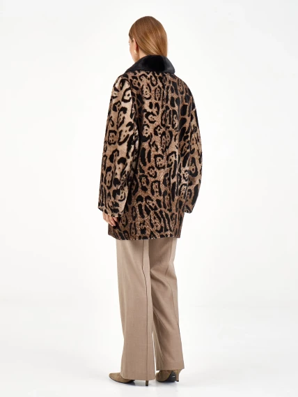 Короткая женская дубленка с норкой 2084, бежевая, размер 46, артикул 64970-5