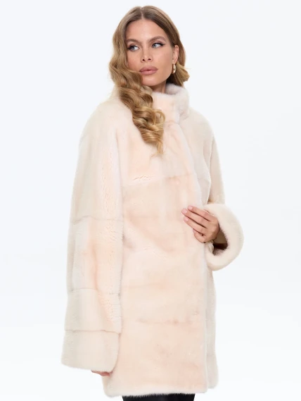 Женская поперечная норковая шуба BRASCHI LE88, бежевая, размер 40, артикул 34330-3