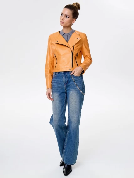 Оранжевая кожаная косуха для женщин 389, размер 46, артикул 90441-2