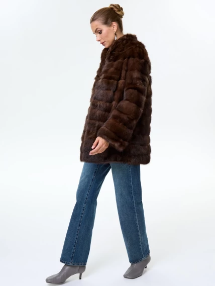 Женская соболиная шуба Роза(с), темно-коричневая, размер 44, артикул 34120-5