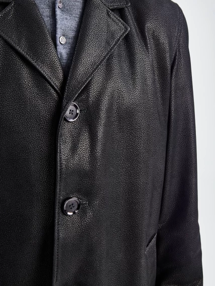 Кожаный пиджак мужской премиум класса 21/1, черный DS, размер 64, артикул 29040-2