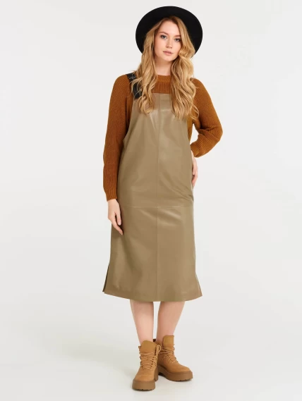 Кожаный сарафан 01, серо-коричневый, размер 44, артикул 85160-3