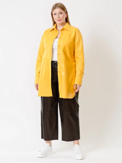 Кожаный костюм женский: Рубашка 01_2 + Брюки 05, желтый/черный, р. 46, арт. 111127-0