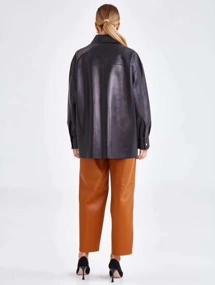 Кожаная женская куртка на молнии премиум класса 03, черная, размер 44, артикул 24750-3