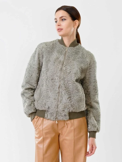 Бомбер из каракуля женский 17105, мятный, размер 40, артикул 22600-0