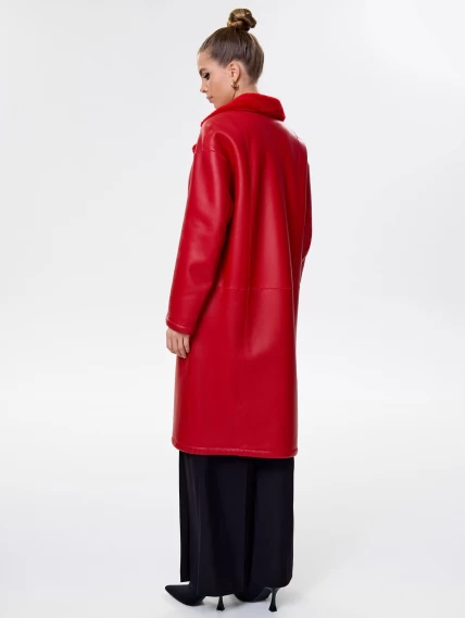 Длинная женская дубленка оверсайз премиум класса 2002, красная, размер 48, артикул 62441-7