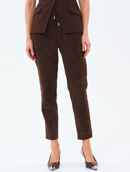 Замшевые женские брюки 09з, коричневые, размер 44, артикул 86030-1