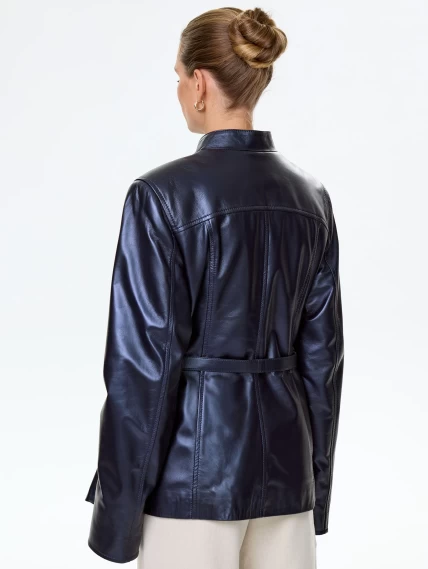 Женская кожаная куртка косуха 320(нв), синяя, размер 48, артикул 90700-5