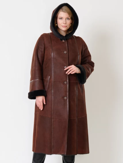 Зимний комплект женский: Дубленка 285 + Брюки 03, виски/черный, р. 48, арт. 111221-2