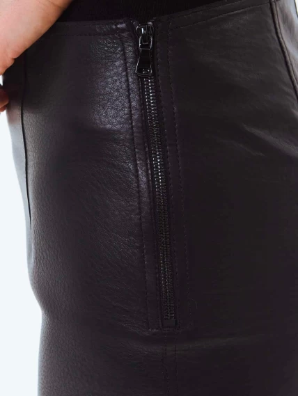 Кожаная юбка-карандаш 18, черная, размер 50, артикул 86000-2