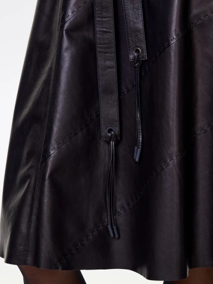 Кожаная расклешенная юбка из натуральной кожи 01рс, черная, размер 44, артикул 85460-2