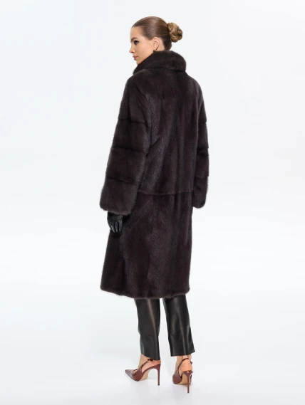 Длинная женcкая шуба  из меха норки Москвичка -1756, черная, размер 48, артикул 65450-5