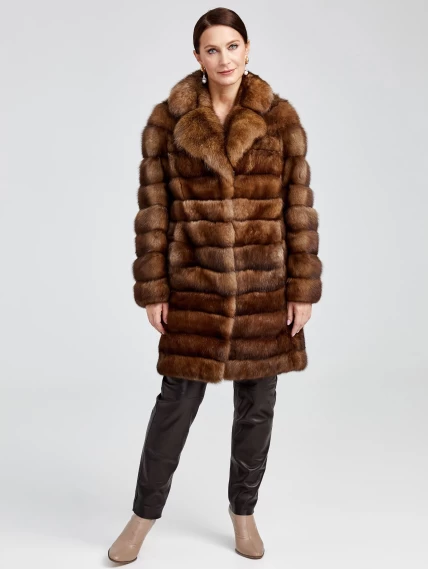 Шуба из меха соболя женская Лола, коричневая, размер 44, артикул 19160-3