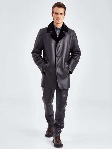 Классическая мужская дубленка премиум класса 135(пр), черная, размер 56, артикул 71400-5