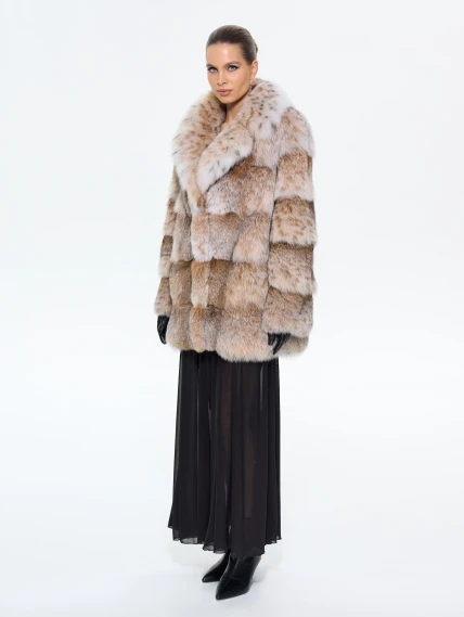 Женская шуба из меха рыси Л850, натуральный, размер 46, артикул 65340-7