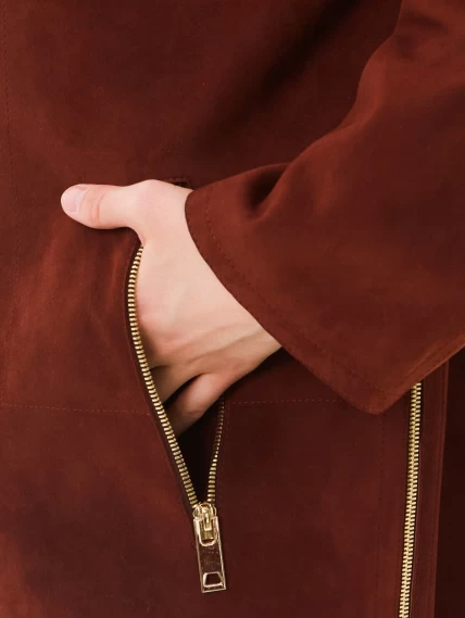 Женская замшевая куртка премиум класса 3090з, табачная, размер 46, артикул 24380-2