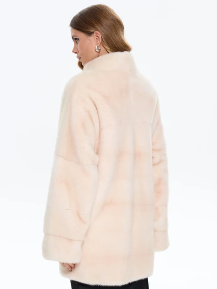 Женская поперечная норковая шуба BRASCHI LE88, бежевая, размер 40, артикул 34330-5