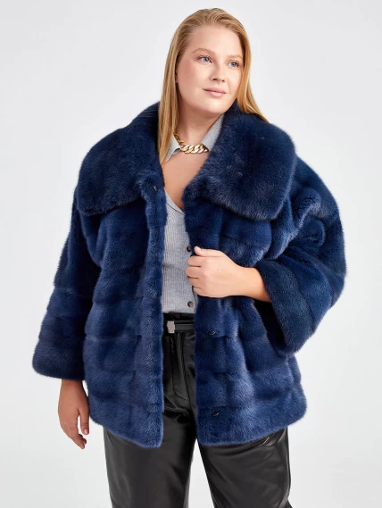 Куртка из меха норки женская Соня(в), синяя, размер 50, артикул 32860-1