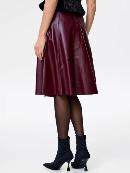 Кожаная расклешенная юбка из натуральной кожи 01рс, бордовая, размер 44, артикул 85180-5