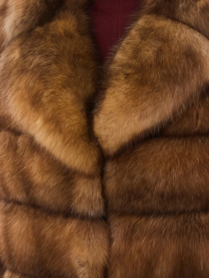 Шуба из меха соболя женская премиум класса Мэри, темно-коричневая, размер 50, артикул 34200-2