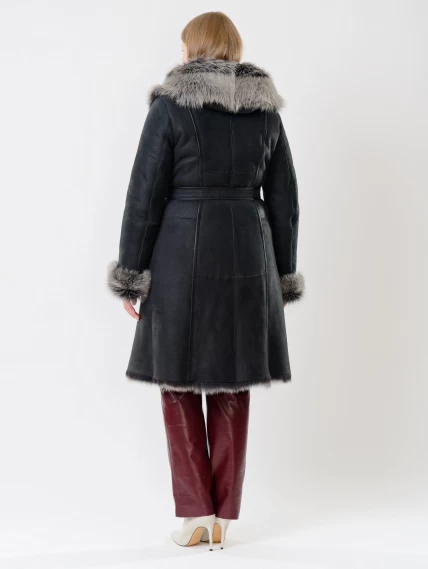 Зимний комплект женский: Дубленка 123НК + Брюки 02, черный/бордовый, р. 42, арт. 111250-2