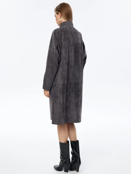 Длинный замшевый плащ оверсайз для женщин премиум класса 3041з, серый, размер 54, артикул 23690-6