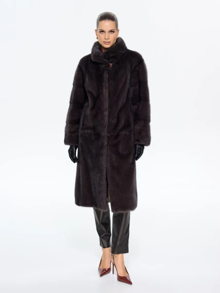 Длинная женcкая шуба  из меха норки Москвичка -1756, черная, размер 48, артикул 65450-4