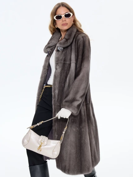 Женская норковая шуба MAKIS ROUSSOULIS METALICA-G, серая, размер 44, артикул 34480-4