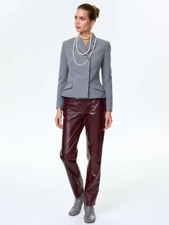 Кожаные зауженные женские брюки 02-0