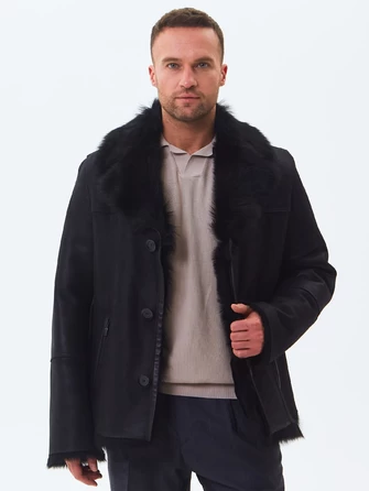 Короткая мужская дубленка из тосканы премиум класса Мишель-0