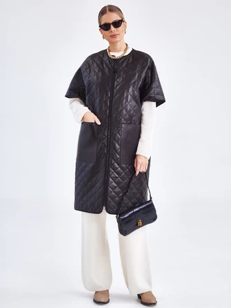 Кожаный женский стеганый жилет премиум класса 07-0