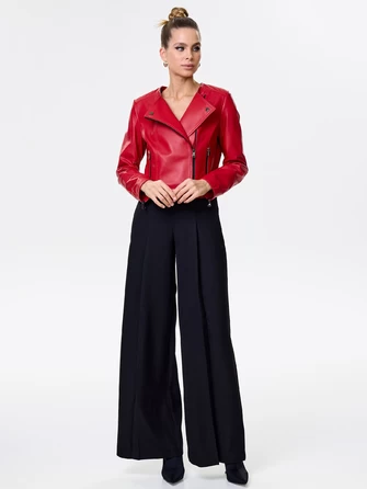 Красная кожаная женская косуха 389-1