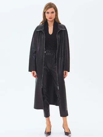 Длинный женский кожаный плащ премиум класса 3082-0