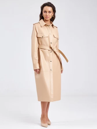 Кожаный женский плащ рубашка премиум класса 03-1