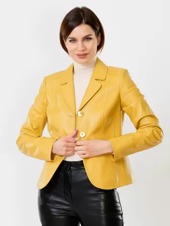 Желтый кожаный пиджак для женщин премиум класса 316рс-0