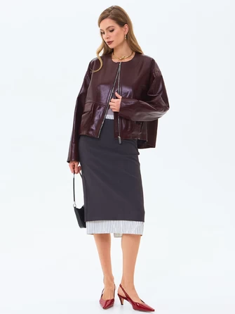 Кожаная куртка бомбер премиум класса для женщин 3094-1