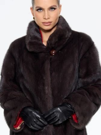 Длинная женcкая шуба  из меха норки Москвичка -1756-1