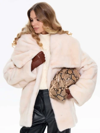 Поперечная женская норковая шуба BRASCHI LS 005-0