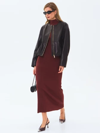 Кожаная куртка бомбер премиум класса для женщин 3094-1